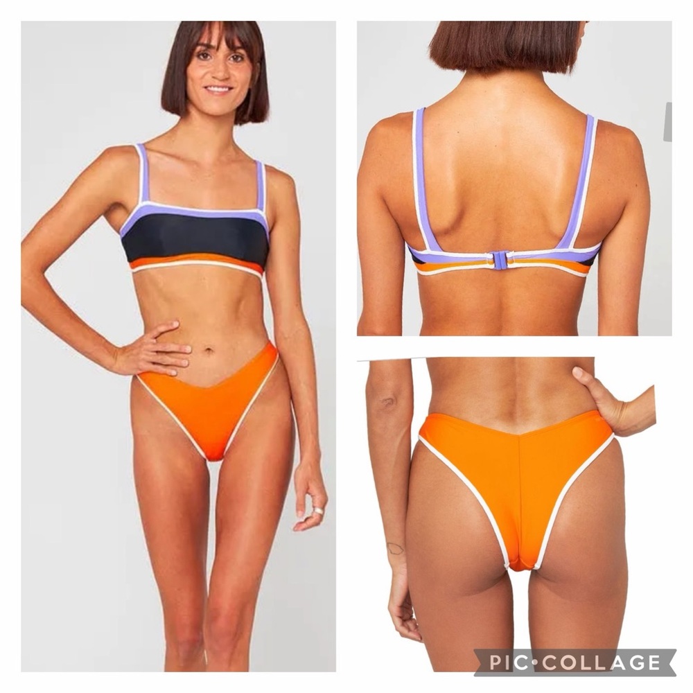 RIPCURL NEW BRA TOP & V 80 HIGH SKIMPY LEG BIKINI BOTTOM, M